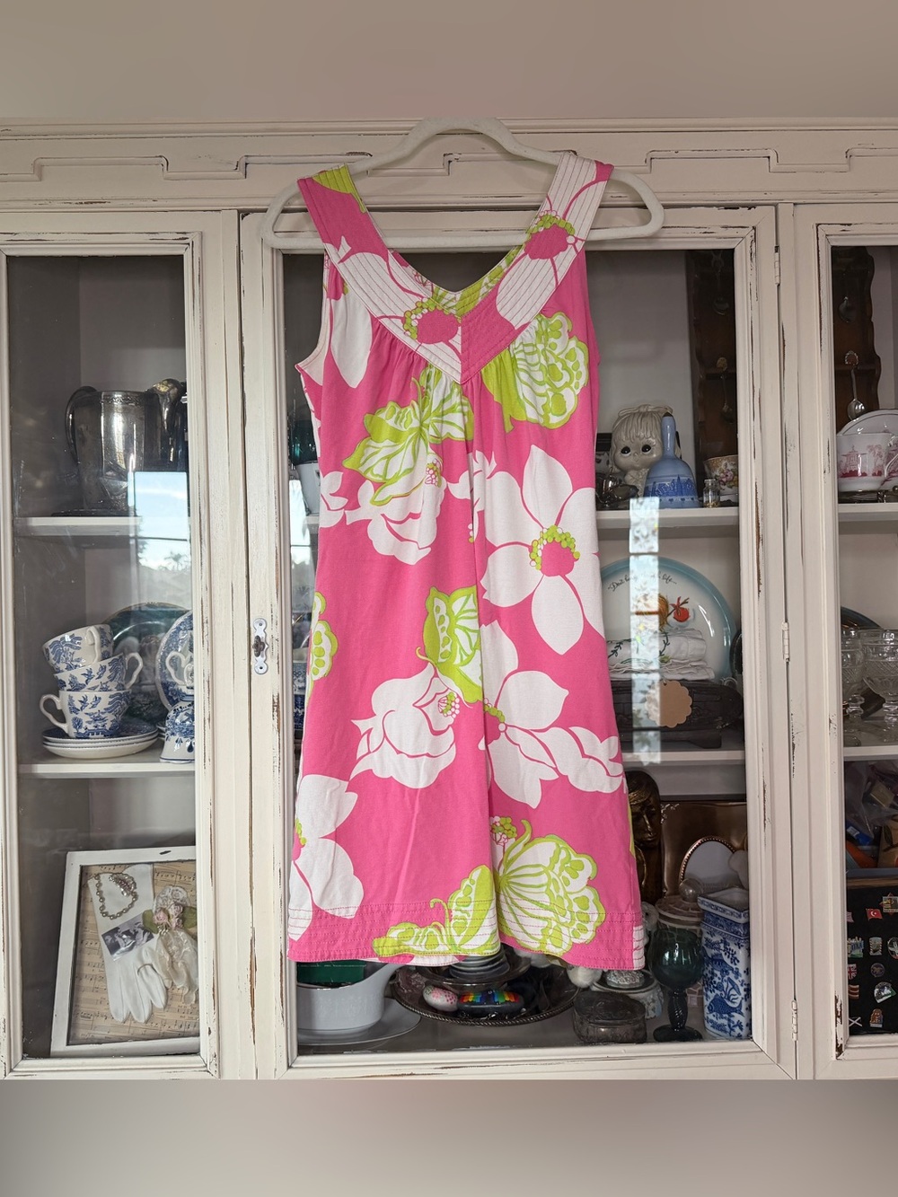 Lilly Pulitzer Hot Pink, White & Lime Floral Sleeveless Mini Dress